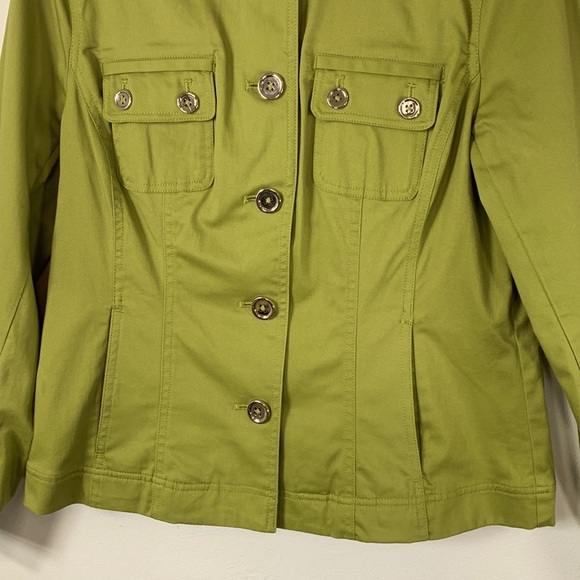 Jones NY Sport Fall Stretch Women’s Size M Button Down Olive Green Jacket - Picture 6 of 16